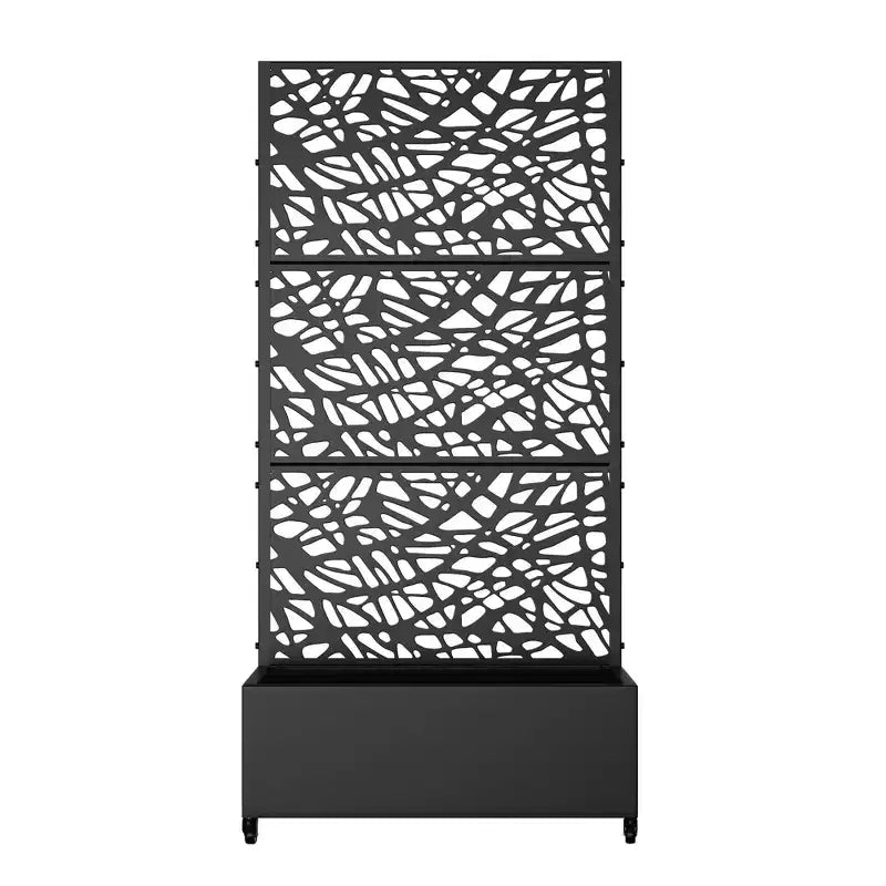 Jardinière MAYEERTY avec treillis, filet en fer noir, style 01, 72x47x16 po, ensemble de 3 pièces