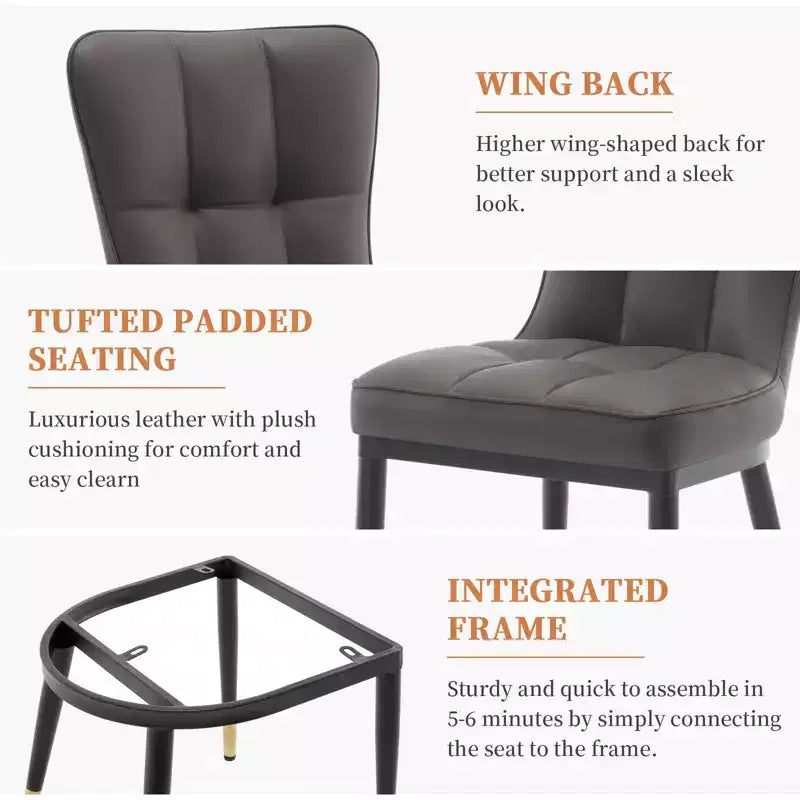 Bekrvio eetkamerstoelen, set van 6, moderne bekleding van imitatieleer met hoge rugleuning, metalen poten, armloze keukenstoelen voor woonkamer en eetkamer