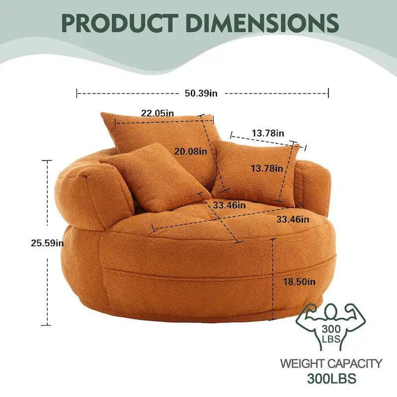 Round Lazy Sofa Chair ¨C White/Blue/Grey/Yellow/Orange/Rose Red/Navy/Green, Single & Couple Seat