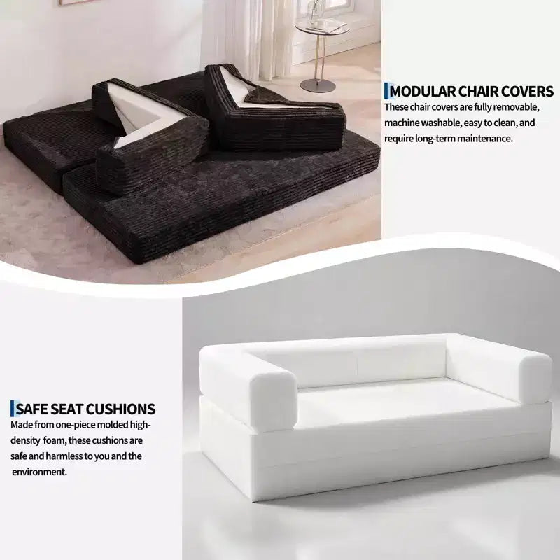 80.7 5-in-1 Convertible Sleeper Sofa Bed â€?Corduroy, 1200 lbs, No Assembly