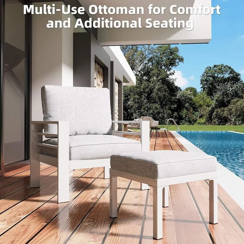 Ensemble de mobilier de terrasse en aluminium AECOJOY de 7 pièces, ensemble extérieur pour la conversation