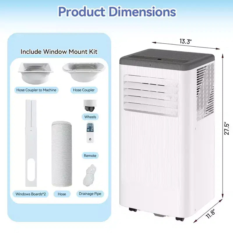 Draagbare airconditioners, Flarhetoric 10.000 BTU koelen/ventilator/drogen 3-in-1 draagbare airconditioner voor kamers van 560 sq. ft., apparaten voor stille kamers