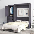 Lit escamotable pliable gris avec armoire et 3 tiroirs, deux places/une place, pour 1 personne