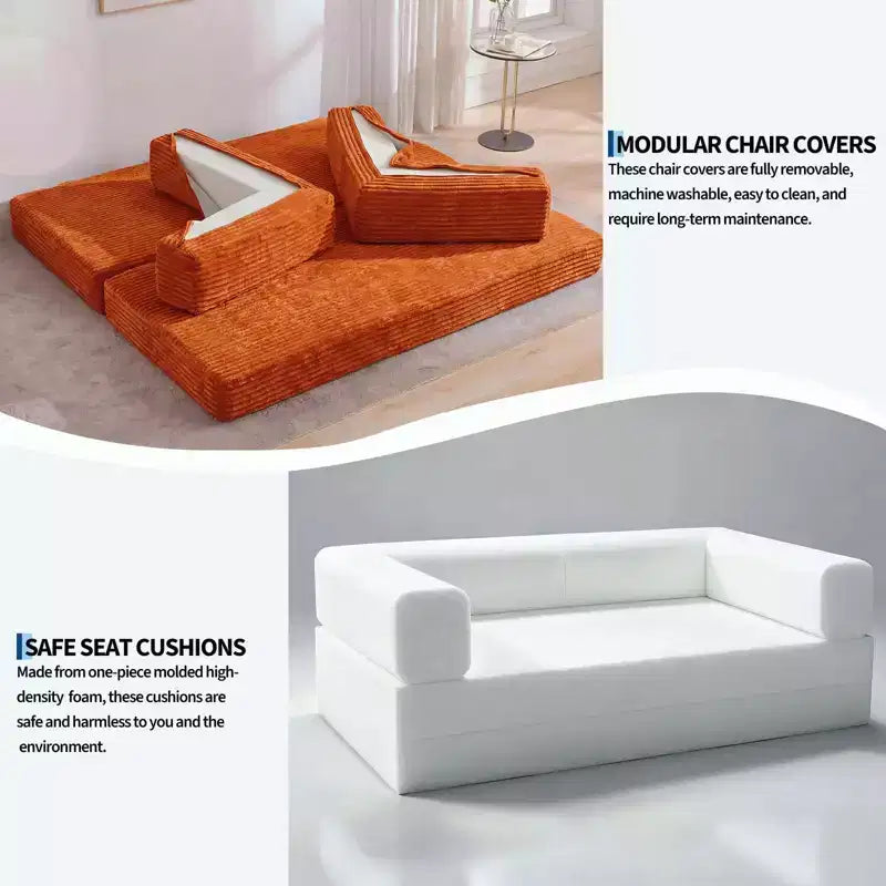 80.7 5-in-1 Convertible Sleeper Sofa Bed â€?Corduroy, 1200 lbs, No Assembly