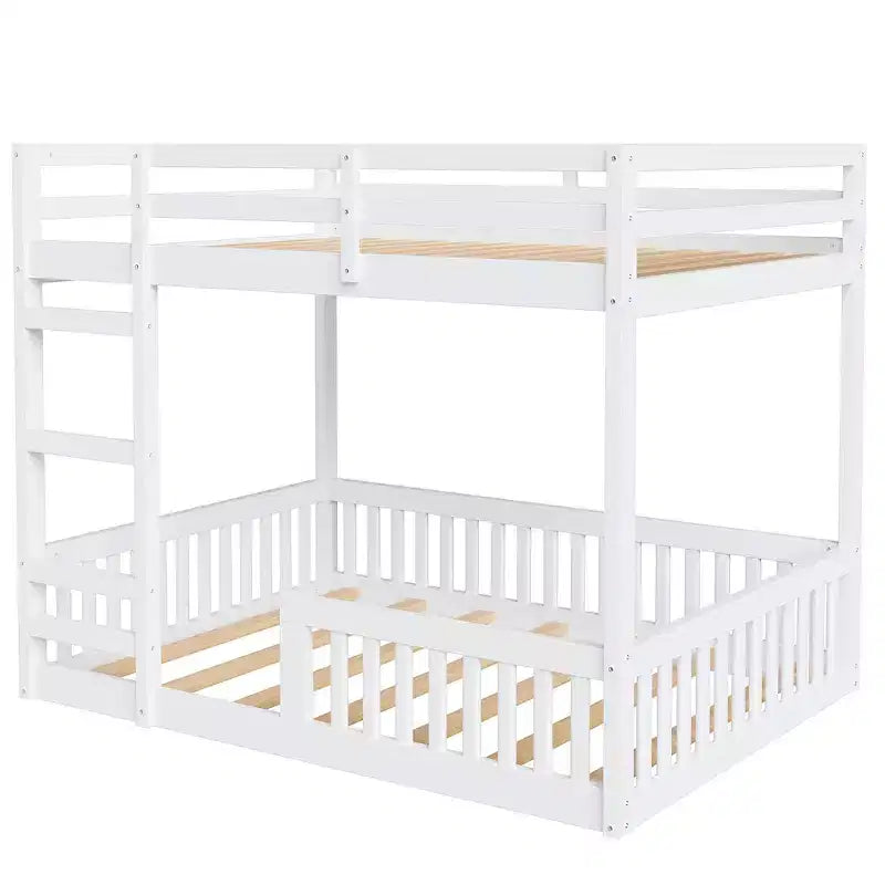 Letto a castello in legno matrimoniale sopra matrimoniale con scala e sponde di sicurezza, letto a castello matrimoniale basso con rete a doghe