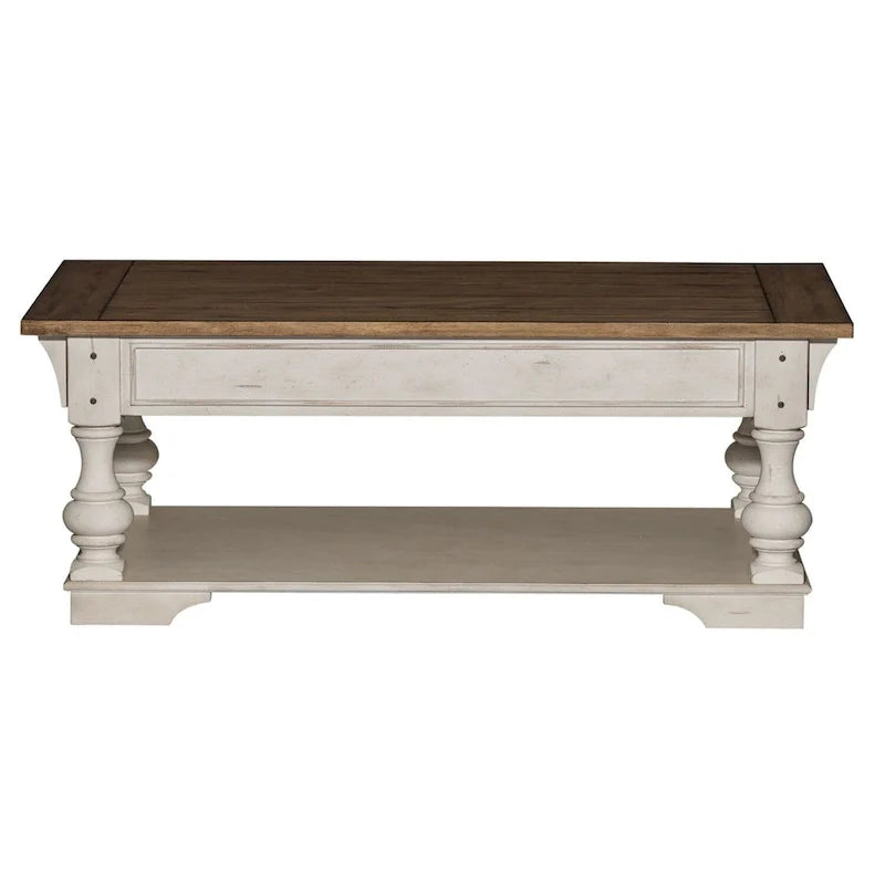 Morgan Creek Antique White Wire Brushed Tobacco Accents Cocktail Table