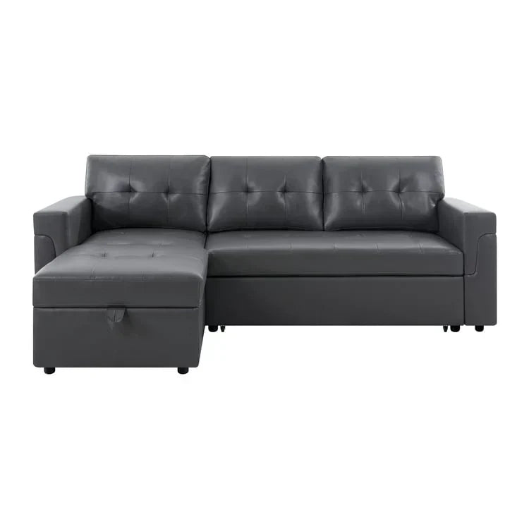 Convertible Reversible Sectional Sofa with Pull-Out Sleeper Bed, Hidden Storage Chaise, and Durable Legs