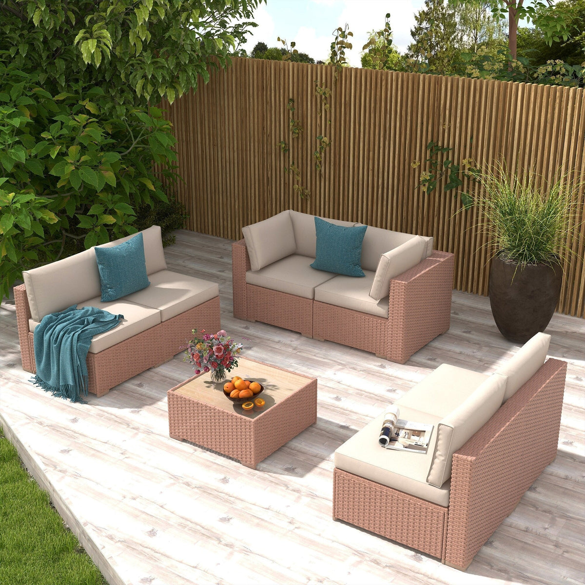 Wicker/ Steel 7-piece Outdoor Cushioned Sectional Sofa Set