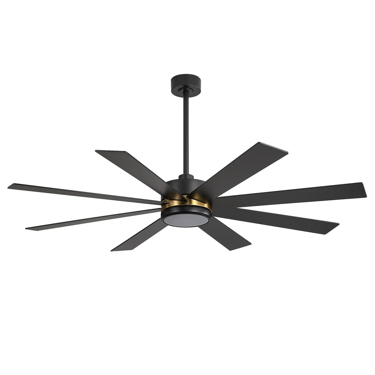 Ventilateur de plafond noir de 65 po à 8 pales avec lumière et télécommande