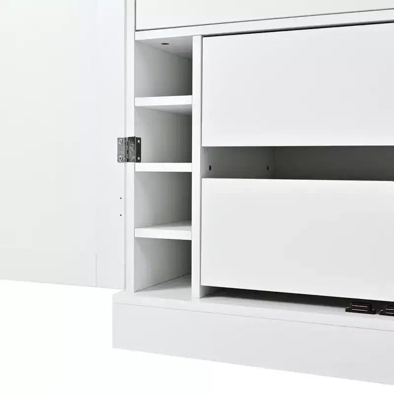 Freistehender 77-Zoll-Küchenschrank, Aufbewahrungsschrank im Landhausstil mit verstellbaren Regalböden, Türablagen, Schubladen und Weinregalen – ModernLuxe