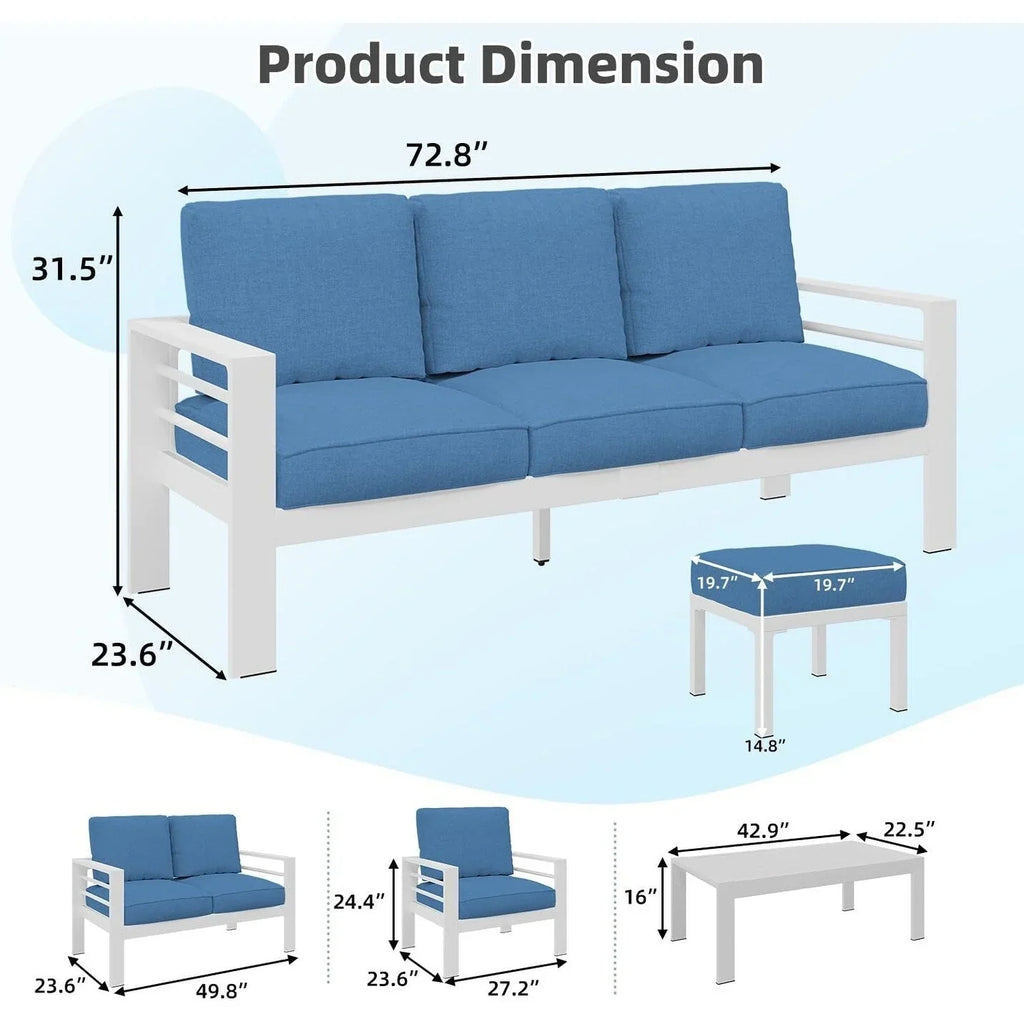 Ensemble de mobilier de terrasse en aluminium AECOJOY de 7 pièces, ensemble extérieur pour la conversation