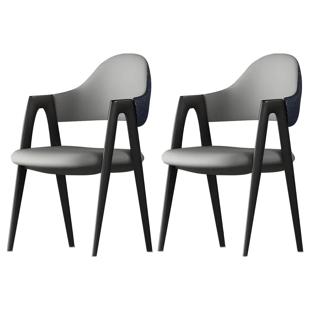 Chaise de salle à manger moderne en cuir, avec accoudoirs, dossier ouvert incurvé