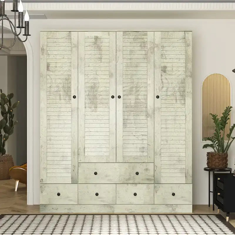 Grote vrijstaande kledingkast van 59 inch breed, wit