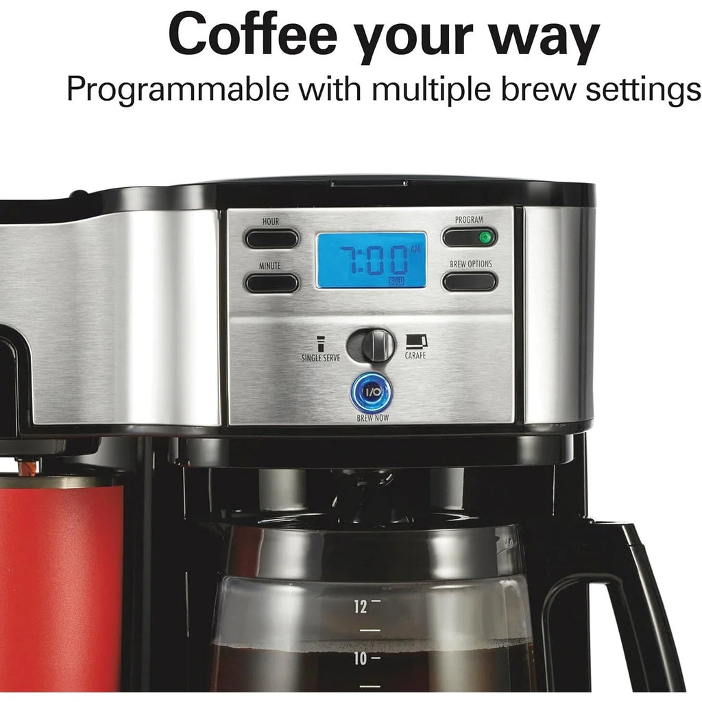12-Tassen-Kaffeemaschine mit zwei Brühfunktionen und Einzelportionen, Glaskanne, automatische Pause und Ausgießfunktion, Schwarz