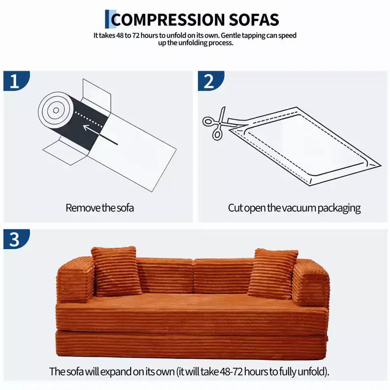 80.7 5-in-1 Convertible Sleeper Sofa Bed â€?Corduroy, 1200 lbs, No Assembly