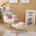 Poltrona d'accento con pouf, set di poltrona e pouf per il soggiorno, comoda poltroncina con braccioli per la camera da letto, rivestimento in tessuto a拼接 creativo