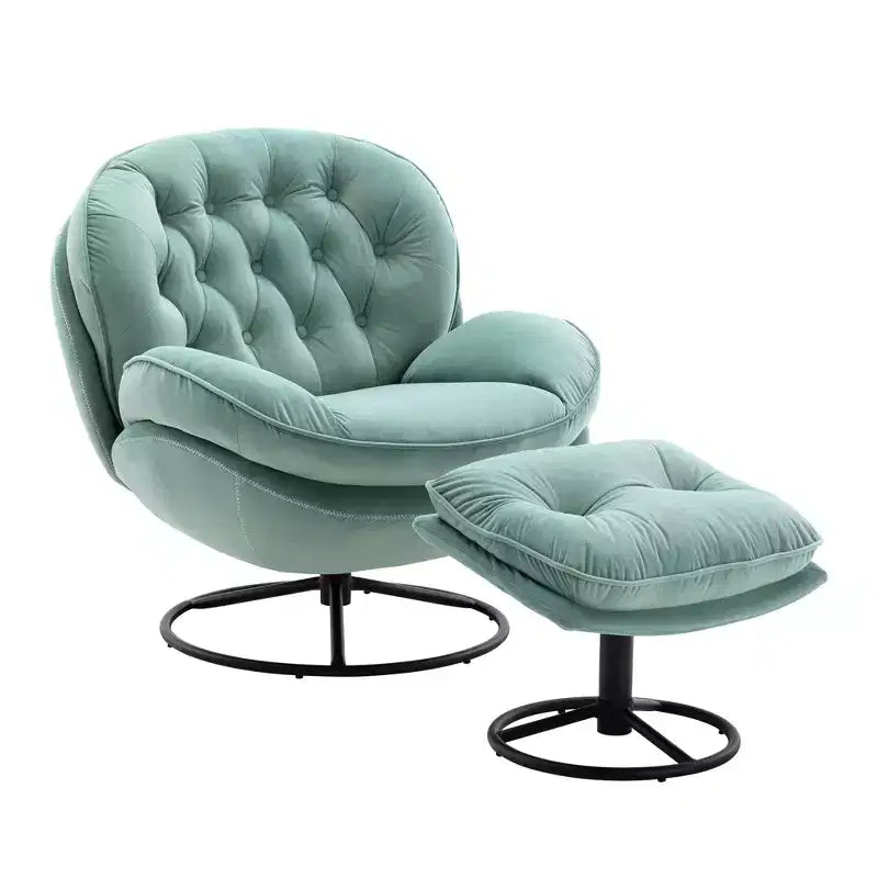 Poltrona de destaque em veludo Okak com repousa-pés, cadeira moderna sem braços para sala de estar, estilo de meados do século, macia e confortável para ver televisão e jogar