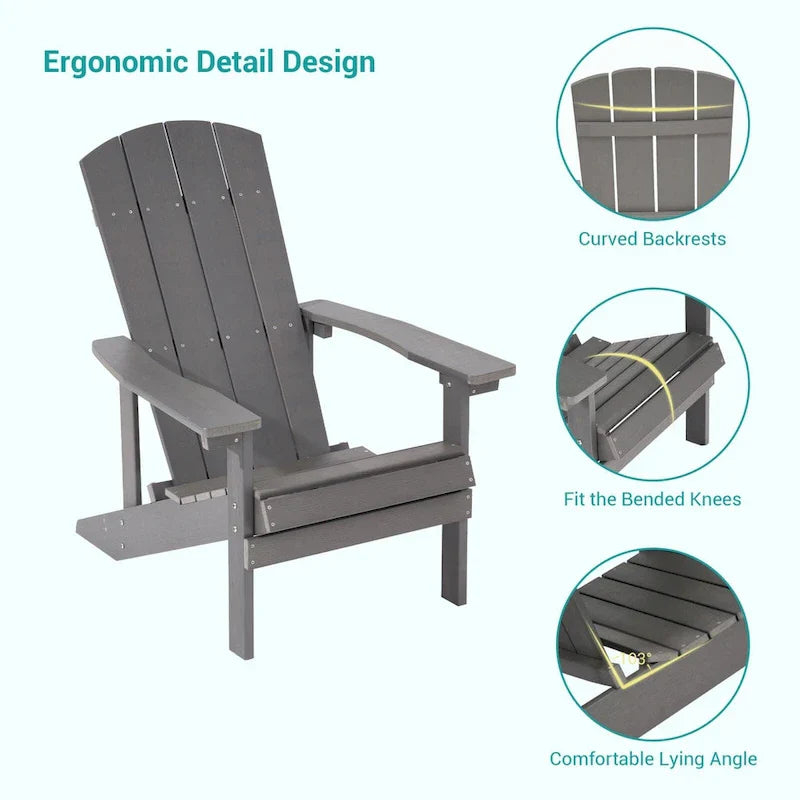 Bonosuki wetterfeste Adirondack-Stühle aus Holz für den Außenbereich, 4er-Set